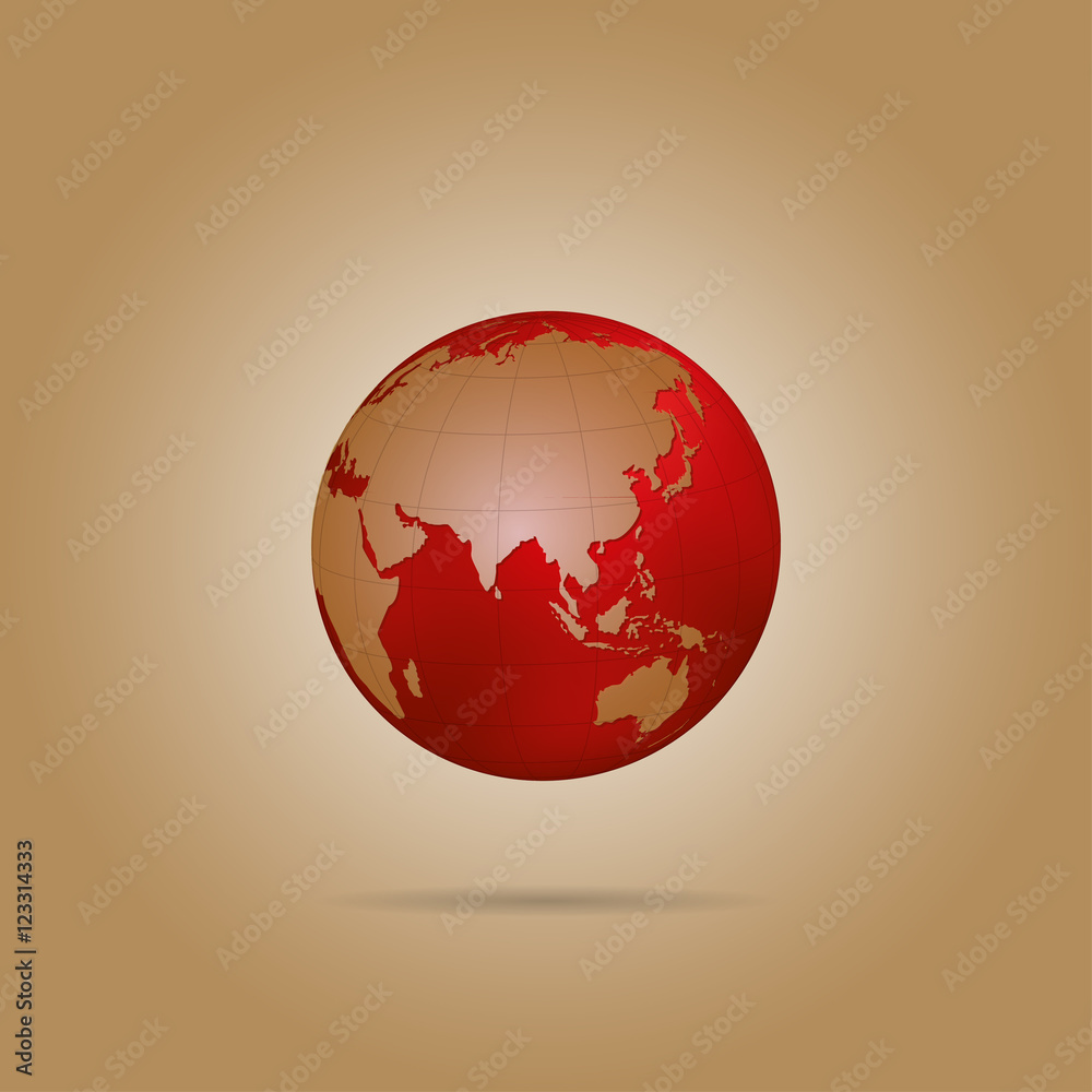 Map of the world globe with shadow Stock Vector | Adobe Stock