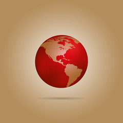 Wall Mural - map of the world globe with shadow