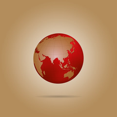 Wall Mural - map of the world globe with shadow