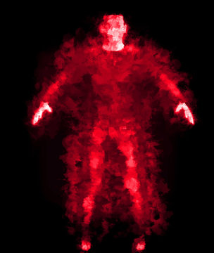 spooky creature in red - rendered 3d illustration