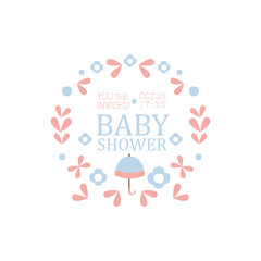 Sticker - Floral Baby Shower Invitation Design Template