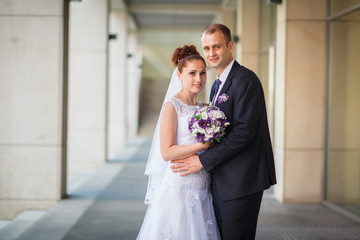 Young wedding couple enjoying romantic moments. Wedding celebrations. Love. Wedding. Bride and groom. Husband and wife.