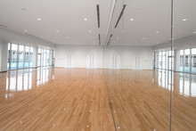 Empty Parguet Floor Room With Giant Mirror