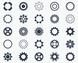 Collection of black gear wheel icons
