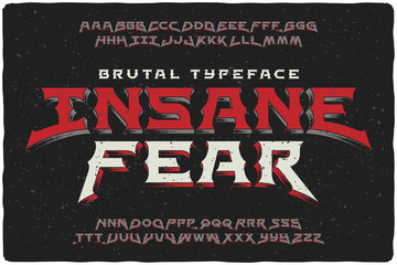 Wall Mural - Insane Fear brutal font with textured extrude effect