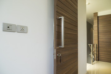 door open to the room and lighting switch