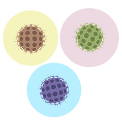 Vector illustration round of a dangerous virus on a color backgr