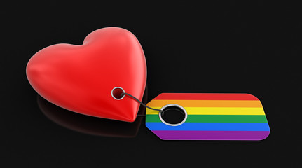 Poster - Heart with color label. Image with clipping path
