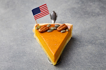 Wall Mural - Pumpkin pie, tart with American flag on top