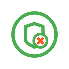 Poster - Shield icon, unsecure, unprotected, security removed pictogram