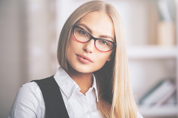 Canvas Print - Focused female in glasses