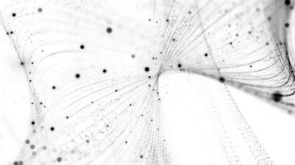 Fototapete - 3d rendering background with twisted particle strings. Dark digital abstract background. Beautiful glowing concept form.
