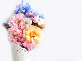 Beautiful rose flower bouquet on white background