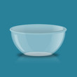 Empty glass bowl. Deep transparent plate. Kitchen utensils, croc