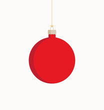 Vector Illustration Of A Red Christmas Bauble On A White Background