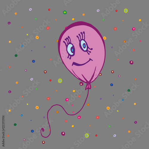 Children Style Drawing Of Balloon Pink Balloon With Funny Face Flying High In Air Vector Illustration Stock Vector Adobe Stock Children Style Drawing Of Balloon Pink Balloon With Funny Face Flying High In Air Vector Illustration Stock Vector Adobe Stock