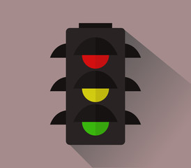 Poster - traffic light icon in flat design