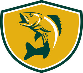 Wall Mural - Walleye Fish Jumping Crest Retro