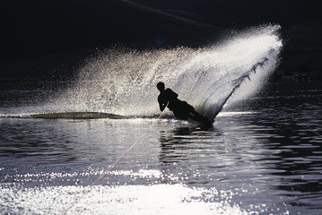 Waterskiing on Deer Creek Reservoir, Utah