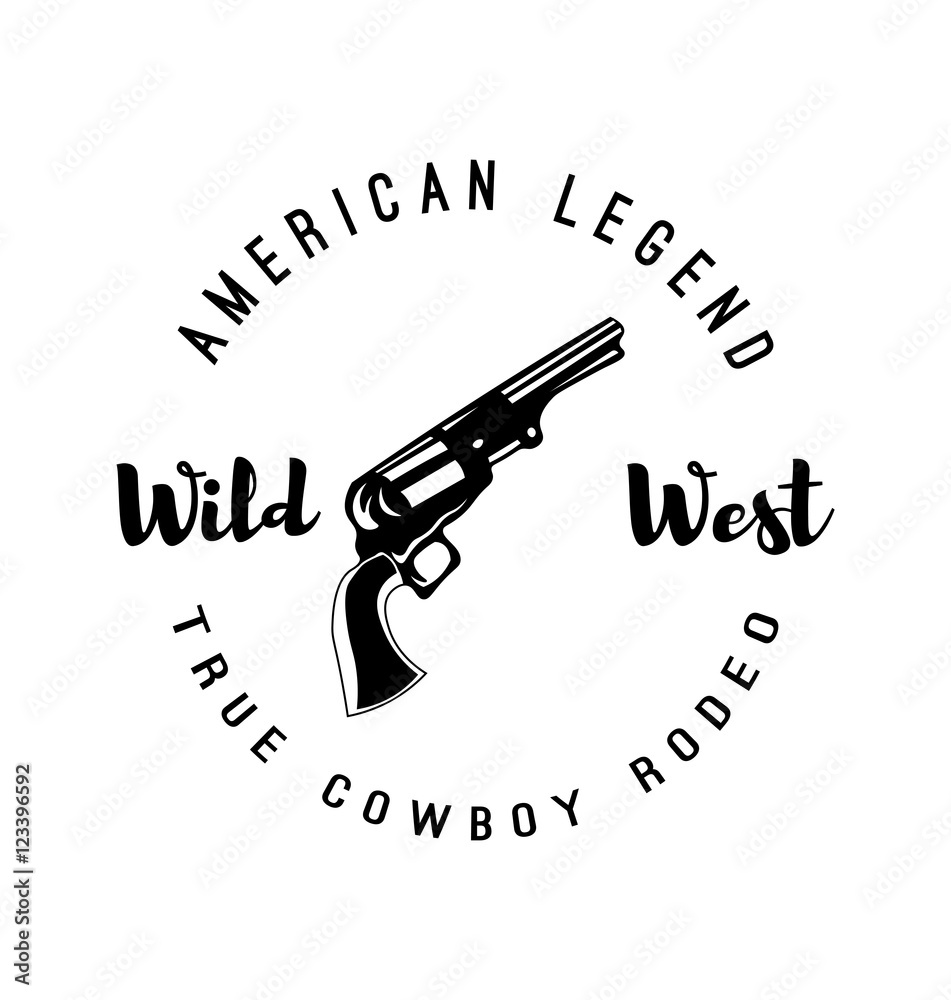 Western Reveolver Revolver. Gun. Pistol. Wild West Label. Western Illustration. Vector ...