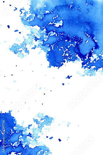 Abstract Dark Blue Watery Frame Aquatic Backdrop Ink Drawing