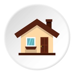 Poster - One storey house with chimney icon. Flat illustration of one storey house with chimney vector icon for web