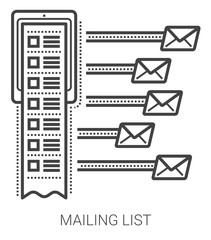 Poster - Mailing list line icons.