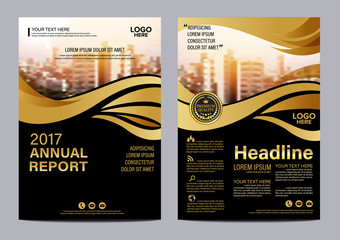 Gold brochure flyer annual report leaflet mock up template layout design