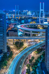 night view of urban traffic with cityscape in Shanghai,China.