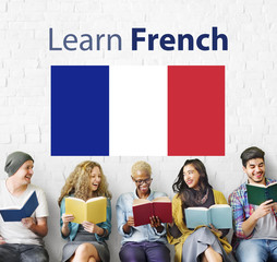Wall Mural - Learn French Language Online Education Concept