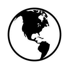 Wall Mural - world map globe or planet earth world map line art icon for apps and websites