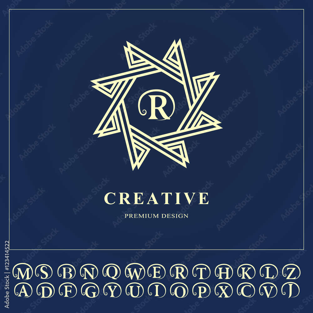 Emblem eight-pointed star. Creative logo design templates. Abstract ...