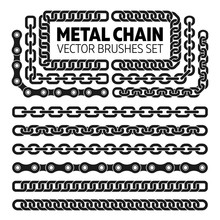 Metal Chain Links Vector Pattern Brushes Set