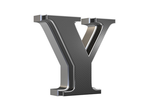 Uppercase Letter Y - steel and carbon extruded letter isolated on white background