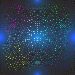 Wall Mural - Colored halftone dots on blue neon background. Abstract technology background .Vector illustration.