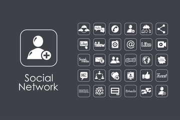 Wall Mural - Set of social network simple icons