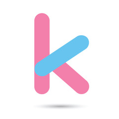 Wall Mural - k font vector with blue and pink color on White background, Futu