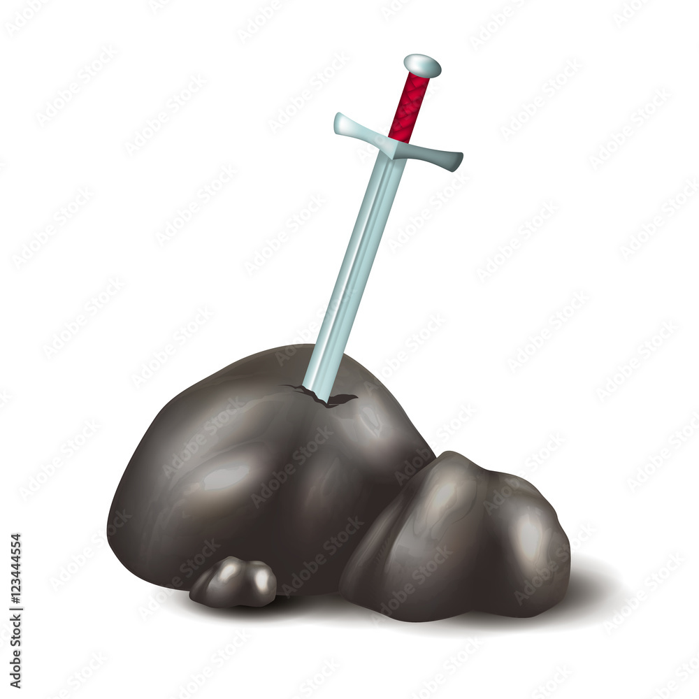 Excalibur sword in the stone Stock Vector | Adobe Stock