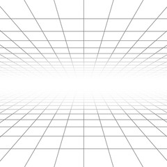 Sticker - Ceiling and floor perspective grid vector lines, architecture wireframe