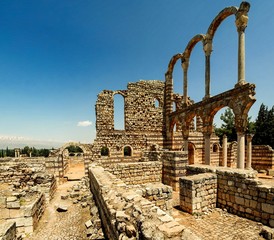 Ruins of ancient city Anjar in Bekaa valley, Lebanon