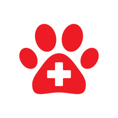 Paw first aid cross icon