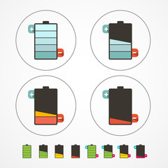 Sticker - Battery Life Icons Set Isolated on White Background