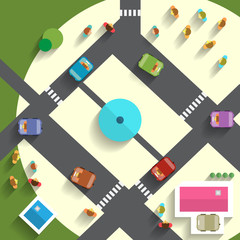 Poster - Top View Streets and Cars Vector