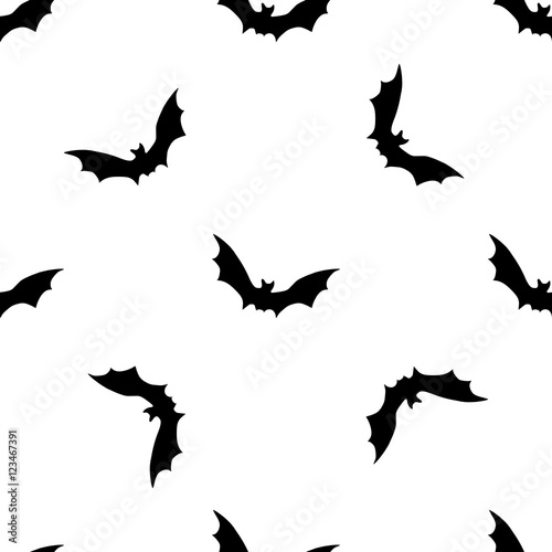Black bats abstract seamless pattern on white background Stock Vector
