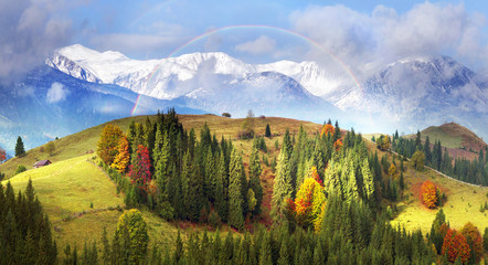 Fotomurales - Autumn and winter in the mountains