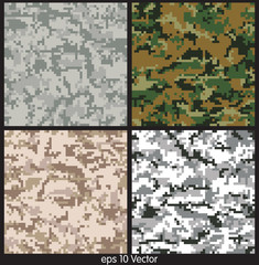 Wall Mural - seamless digital camouflage pattern vector