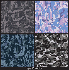 Wall Mural - seamless digital camouflage pattern vector