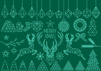 Wall Mural - Geometric Christmas set, vector