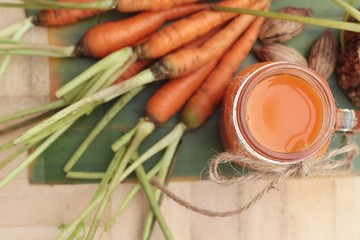 Wall Mural - Carrot juice and fresh carrot vegetables organic.