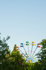 Ferris wheel ride in the summer in the city